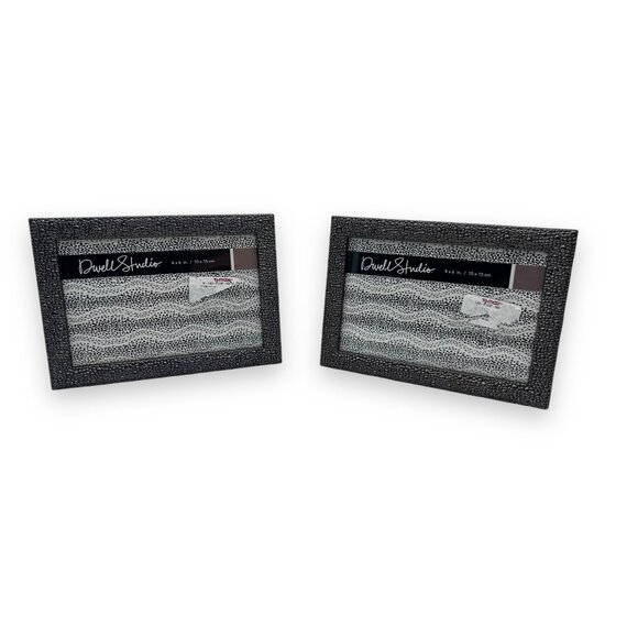 DwellStudio Black Pebble Texture 4x6" Picture Frames Set Of 2 - Picture 1 of 10